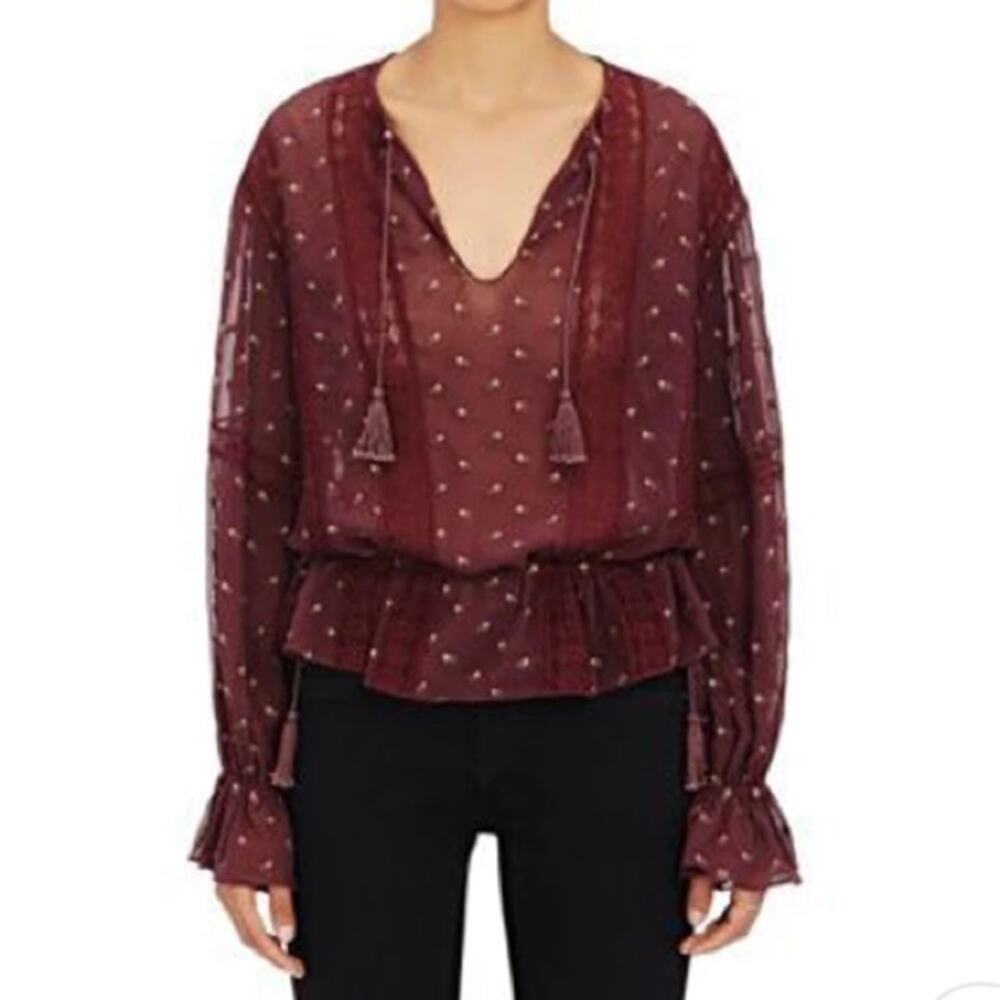 ULLA JOHNSON Elke Embroidered floral Georgette Blouse sz 0
